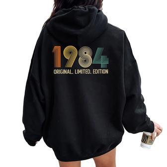 Vintage 1984 Birthday Retro 1984 For Born In 1984 Women Oversized Hoodie Back Print - Monsterry