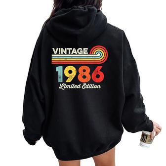 Vintage 1986 Birthday Limited Edition Born In 1986 Women Oversized Hoodie Back Print - Thegiftio UK