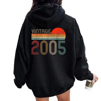 Vintage 2005 19Th Birthday Retro 19 Years Old Women Oversized Hoodie Back Print - Monsterry