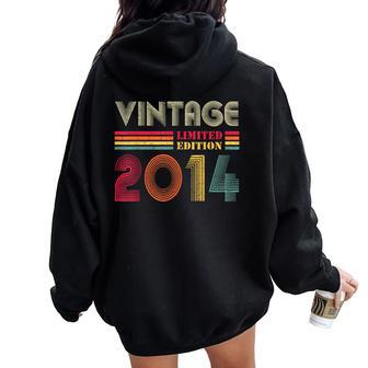 Vintage 2014 10 Years Old Boys And Girls 10Th Birthday Women Oversized Hoodie Back Print - Monsterry