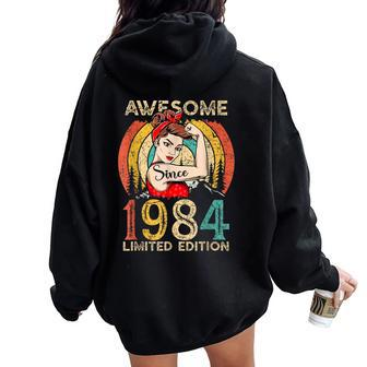 Vintage 38Th Birthday For Awesome Since 1984 Women Oversized Hoodie Back Print - Monsterry