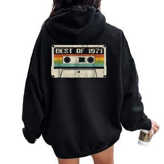 Vintage Cassette May 1971 53Th Best Of 1971 Women Women Oversized Hoodie Back Print - Monsterry CA