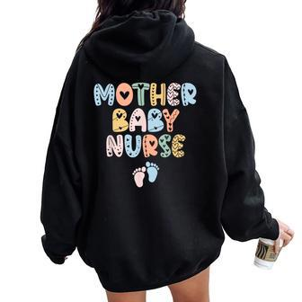 Vintage Groovy Mother Baby Nurse Nurse Week Women Oversized Hoodie Back Print - Seseable