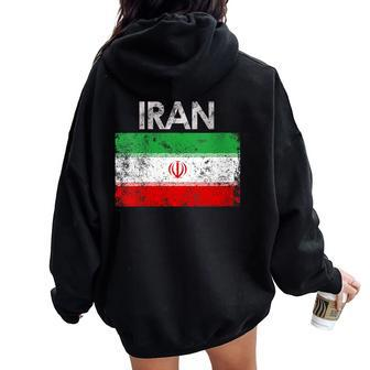 Vintage Iran Iranian Flag Pride Women Oversized Hoodie Back Print - Monsterry AU