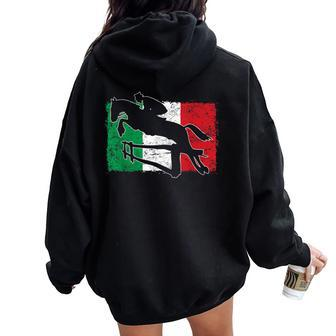 Vintage Italian Flag Italy Horse Jumping Equestrian Women Oversized Hoodie Back Print - Monsterry DE