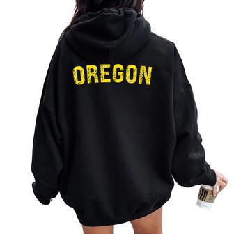 Vintage Oregon Oregon Retro Green Women Oversized Hoodie Back Print - Monsterry AU