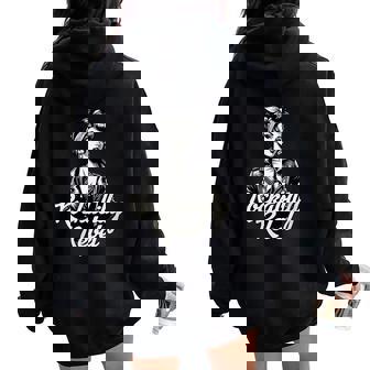 Vintage Rockabilly Rebel Biker Girl Messy Bun Glam Rock Women Oversized Hoodie Back Print - Thegiftio