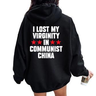 Virginity Ironic Offensive Sarcastic Meme Weird Cringe Women Oversized Hoodie Back Print - Thegiftio UK