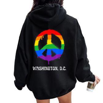 Washington Dc Lgbtq Gay Pride Lgbt Rainbow Groovy Equality Women Oversized Hoodie Back Print - Monsterry AU