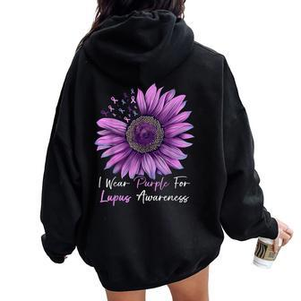 I Wear Purple For Lupus Awareness Sunflower Women Oversized Hoodie Back Print | Mazezy DE