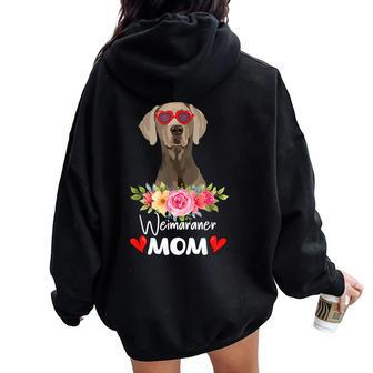 Weimaraner Mom Mama Sunglasses Flower Dog Lover Owner Womens Women Oversized Hoodie Back Print - Monsterry