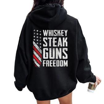 Whiskey Steak Guns Freedom Gun Bbq Drinking -On Back Women Oversized Hoodie Back Print - Monsterry UK