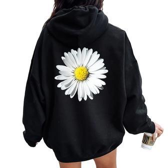 White Daisy Flower Cute Casual Floral For Girl Women Oversized Hoodie Back Print - Thegiftio UK