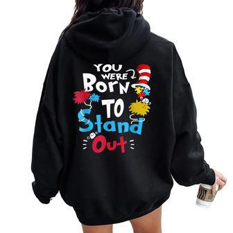 Why Fit In Doctor Teacher Cat Hat Autism Awareness Women Oversized Hoodie Back Print - Monsterry UK
