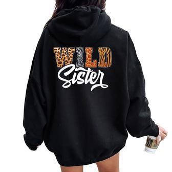 Wild Sister Zoo Born Wild Birthday Safari Jungle Women Oversized Hoodie Back Print - Thegiftio UK