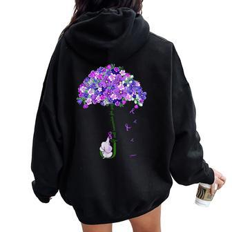 I Will Remember For You Purple Flower Alzheimers Awareness Women Oversized Hoodie Back Print | Mazezy