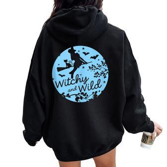 Witchy And Wild Occult Moon Cat Wicca Witch For Women Women Oversized Hoodie Back Print - Monsterry AU