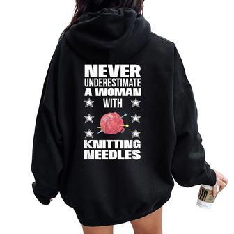 Woman With A Knitting Needles Knitter Knitting Women Oversized Hoodie Back Print - Thegiftio UK