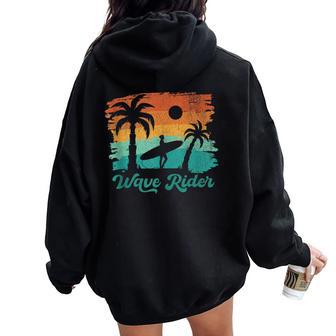 Woman Surfing Beach Wave Rider Retro Vintage Sunset Cute Women Oversized Hoodie Back Print - Monsterry DE