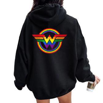 Wonder Pride Gay Hero Proud Ally Lgbtq Rainbow Flag Women Oversized Hoodie Back Print - Monsterry