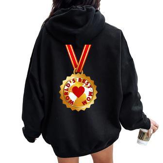 World's Best Mom Gold Medal Mother's Day Women Oversized Hoodie Back Print - Monsterry AU