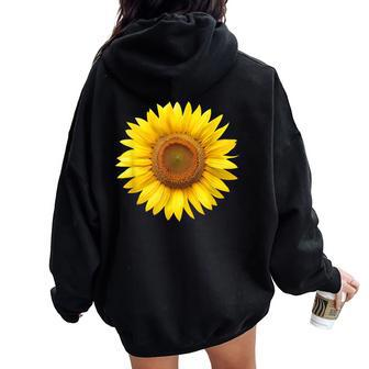 Yellow Sunflower Floral Flower Women Oversized Hoodie Back Print - Seseable