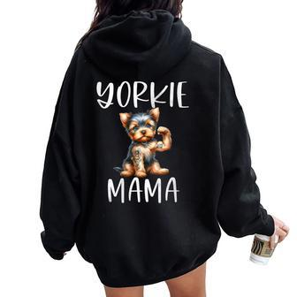 Yorkie Mom Proud Yorkshire Terrier Dog Mama Women Oversized Hoodie Back Print - Thegiftio UK