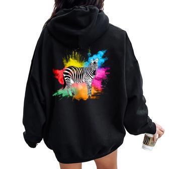 Zebra For In Africa Animal Wild Zoo Horse Women Oversized Hoodie Back Print - Thegiftio UK