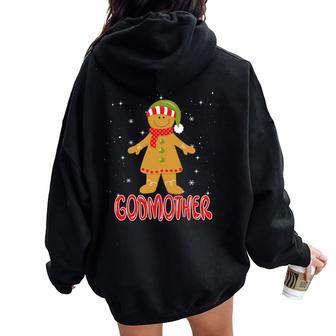 Cute Gingerbread Godmother Christmas Cookie Pajama Family Women Oversized Hoodie Back Print | Mazezy