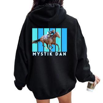 Mystik Dan Horse Horse Racing Del Mar Santa Anita Women Oversized Hoodie Back Print | Mazezy