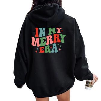 Retro In My Merry Era Christmas Family Cute Xmas Women Women Oversized Hoodie Back Print - Seseable