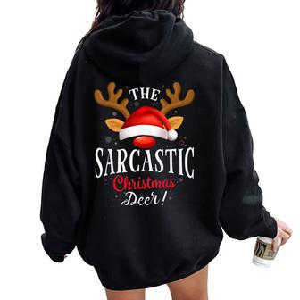 Sarcastic Christmas Deer Pjs Xmas Family Matching Women Oversized Hoodie Back Print - Monsterry