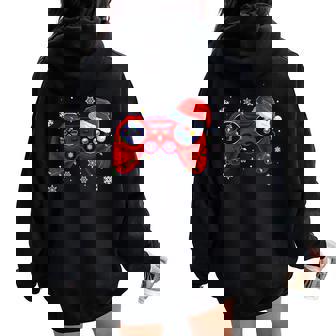 Video Game Controller Christmas Santa Hat Gamer Boys Girls Women Oversized Hoodie Back Print - Seseable