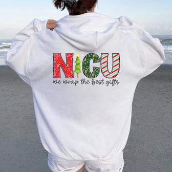 Nicu Nurse Christmas Neonatal Icu Nurse T Holiday Nicu Nurse Women Oversized Hoodie Back Print - Thegiftio UK