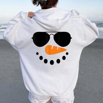 Snowman Face Family Christmas Matching Costume Kid Women Oversized Hoodie Back Print - Seseable