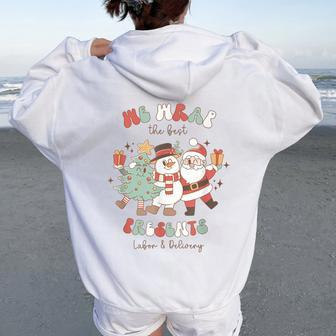 We Wear The Best Presents Labor And Delivery Nurse Christmas Women Oversized Hoodie Back Print - Thegiftio UK
