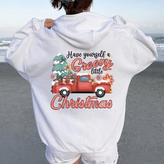 Have Yourself A Groovy Christmas Christmas Women Oversized Hoodie Back Print | Mazezy