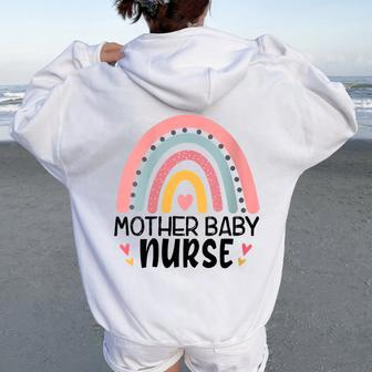 0Jvn Mother Baby Nurse Rainbow Postpartum Nursing Life Women Oversized Hoodie Back Print - Monsterry AU