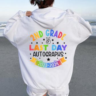 2024 Last Day Of School Autograph 2Nd Grade Graduation Party Women Oversized Hoodie Back Print - Seseable