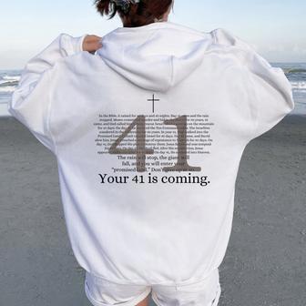 Your 41 Is Coming Christian Women Oversized Hoodie Back Print - Thegiftio UK