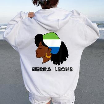 Afro Woman Sierra Leone Flag African Women Oversized Hoodie Back Print - Monsterry CA