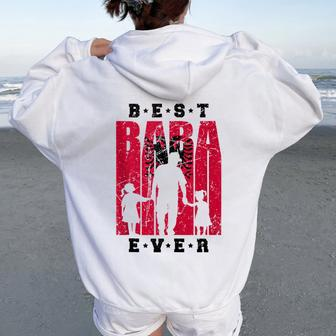 Albania Baba Two Daughters Albanian Dad Of 2 Girls Shqiptar Women Oversized Hoodie Back Print - Monsterry AU