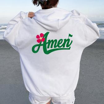 Amen Master Golf Tournament Golfing Girl Pink Flower Women Oversized Hoodie Back Print | Mazezy