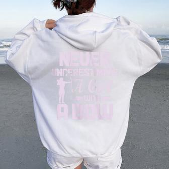 Archery Never Underestimate A Girl With A Bow Hunting Archer Women Oversized Hoodie Back Print - Monsterry