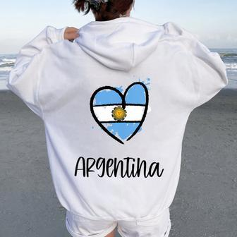 Argentina Heart Flag Cool America Spanish Argentinian Women Oversized Hoodie Back Print - Monsterry CA