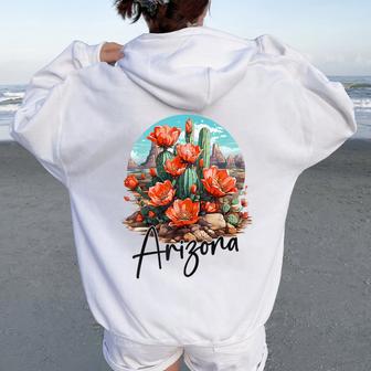 Arizona Blooming Cactus Flowers Love State Of Arizona Cute Women Oversized Hoodie Back Print - Thegiftio UK