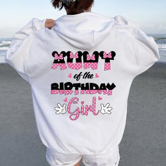 Aunt Of The Birthday Girl Mouse Family Matching Women Oversized Hoodie Back Print - Seseable
