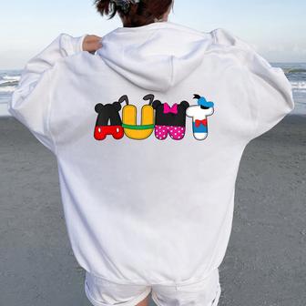 Aunt Of The Birthday Girl Mouse Family Matching Women Oversized Hoodie Back Print - Monsterry