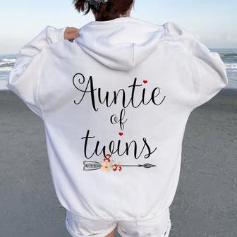 Auntie Of Twins Newborn Baby Reveal Twin Girls Boys Women Oversized Hoodie Back Print - Monsterry UK