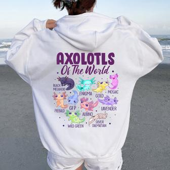 Axolotl Cute Axolotls Of The World Kawaii Girl Boy Kid Women Oversized Hoodie Back Print | Mazezy